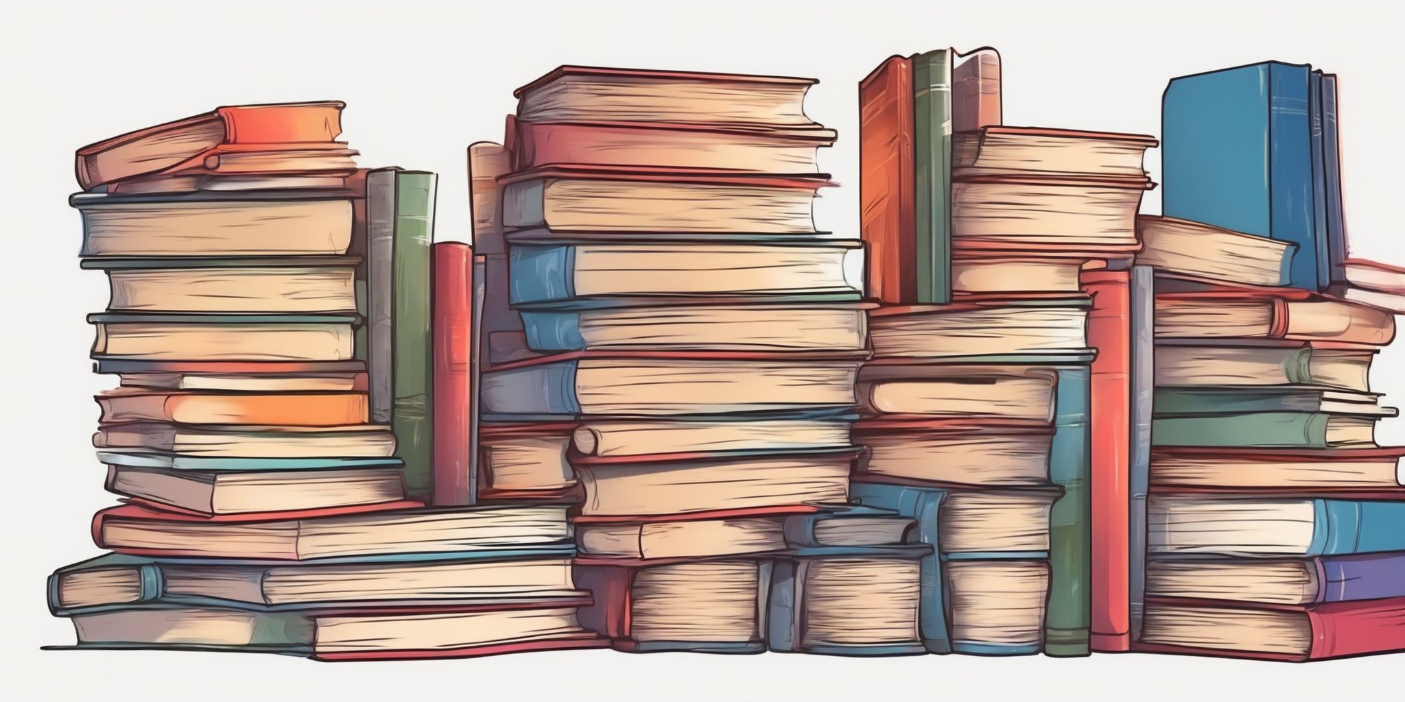 Stack of books in illustration style with gradients and white background